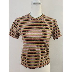 Madewell Multicolor Striped Knit Short Sleeve Cropped Tee Size X Small Crew Neck